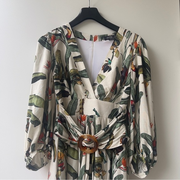 PatBo Hi-Lo Tropical Romper Dress - Size 6 - White and Green - Picture 7 of 14